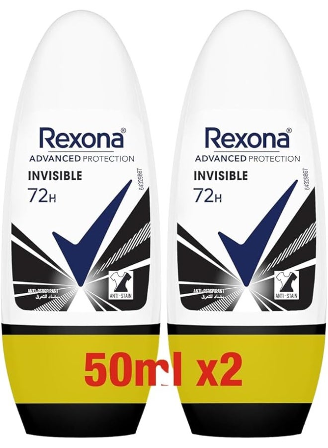 Women Antiperspirant Deodorant Roll On Invisible 50ml Pack of 2
